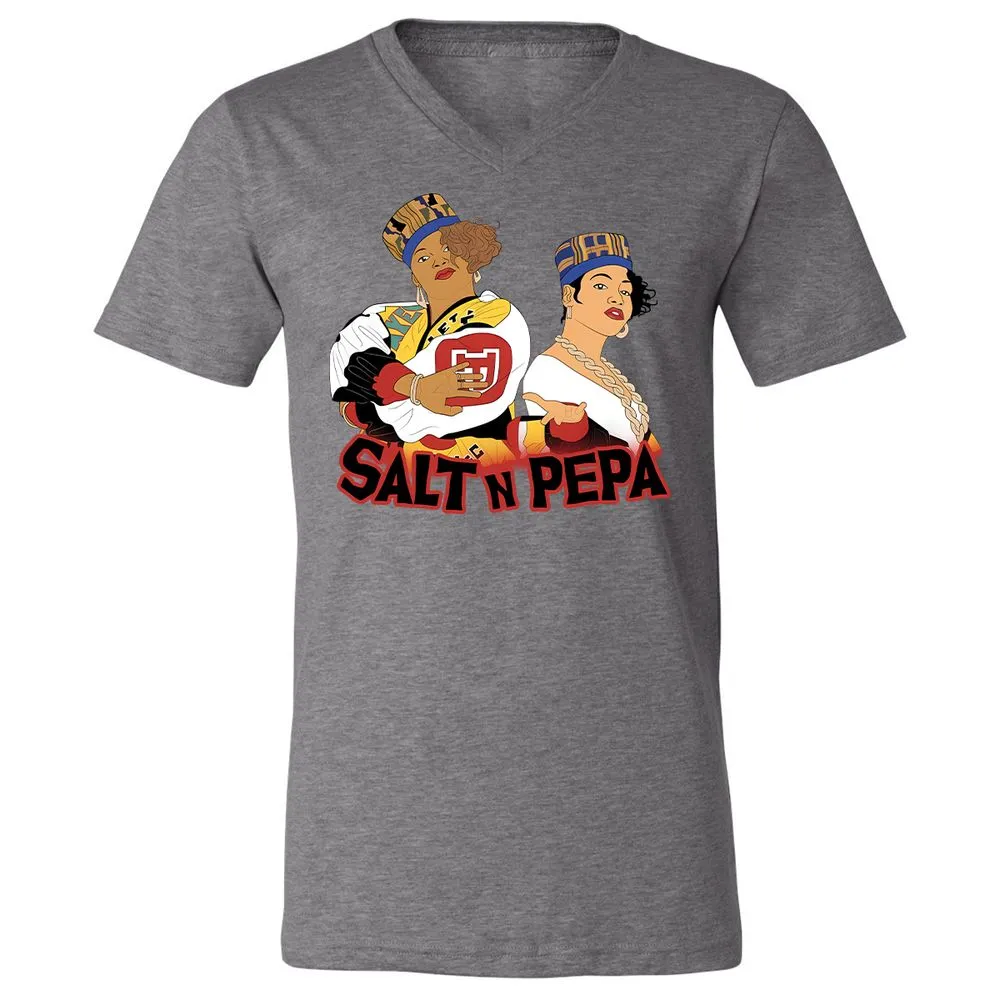 Unisex V-Neck T-Shirt - White - Deep Heather - 13