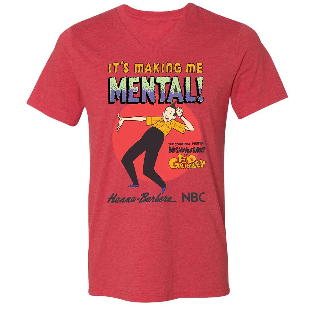 Unisex V-Neck T-Shirt - 4CDQ3YKK - Heather Red - 5