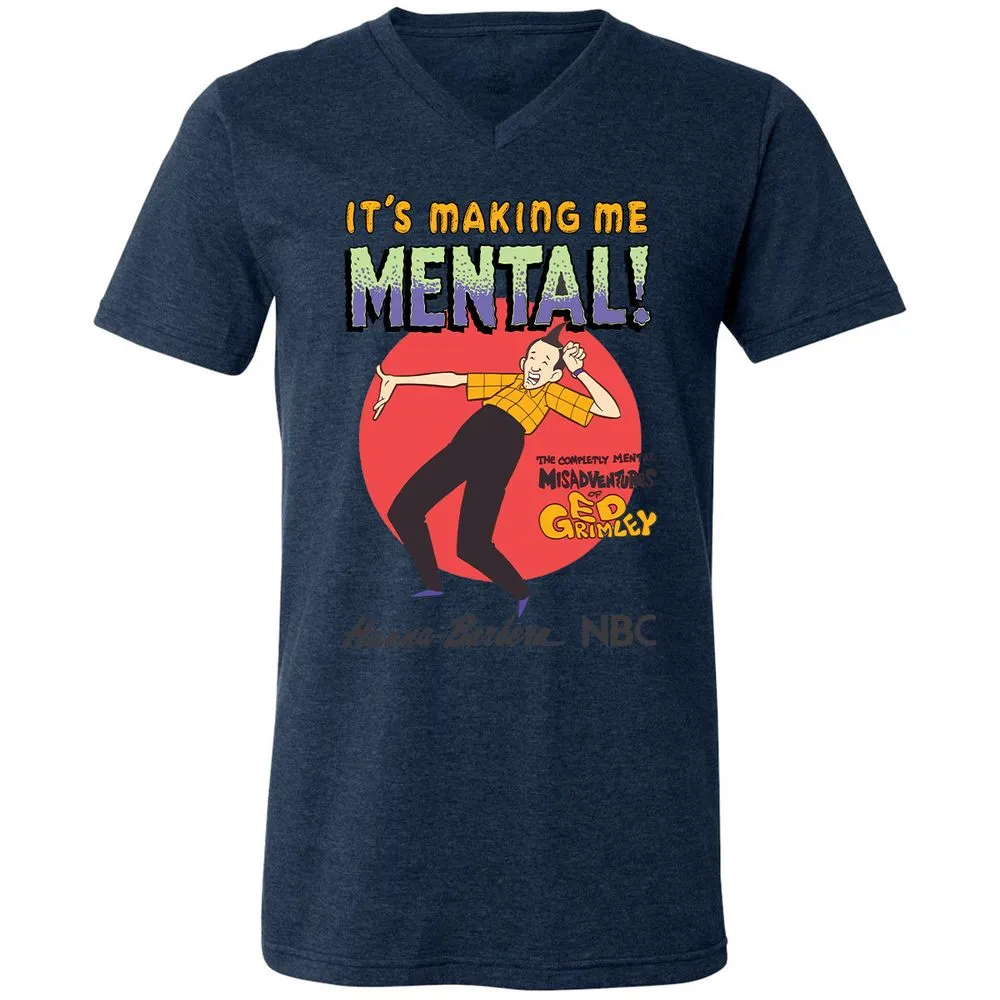 Unisex V-Neck T-Shirt - 4CDQ3YKK - Heather Navy - 15