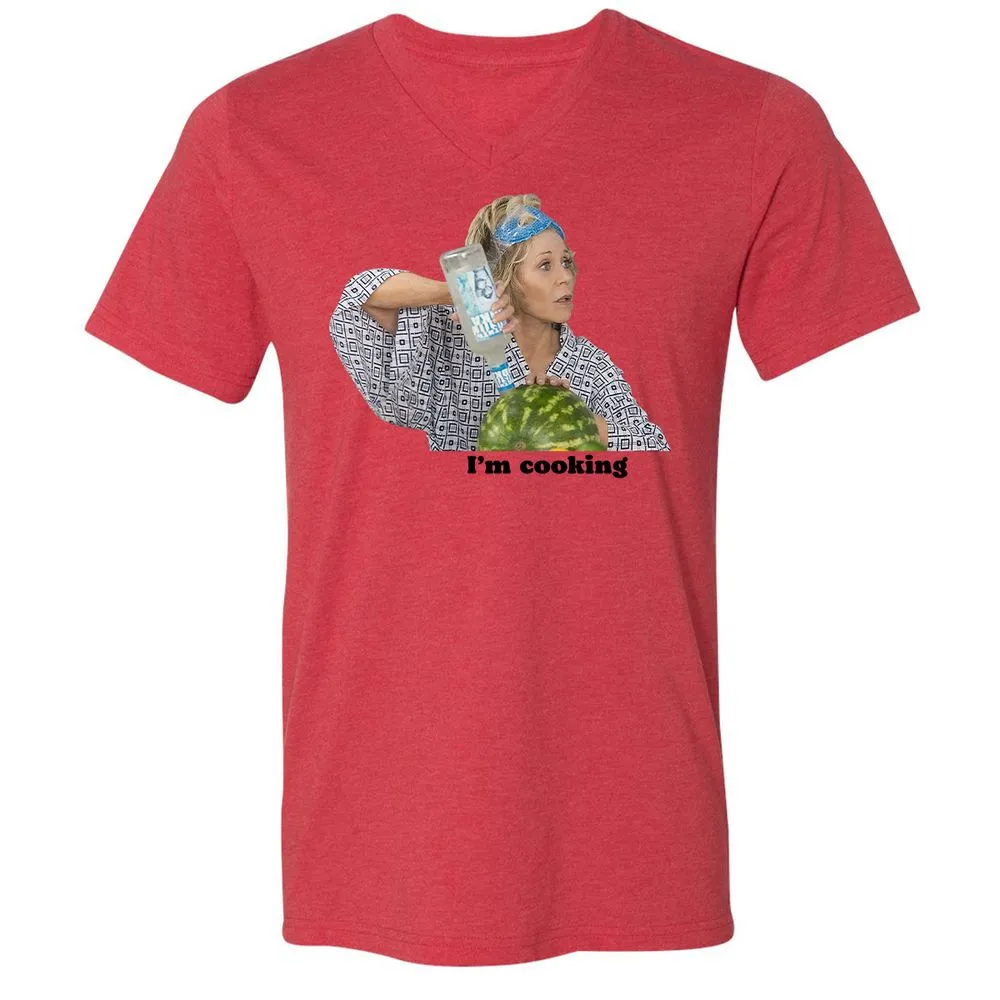 Unisex V-Neck T-Shirt - P65TWLFJ - Heather Red - 5