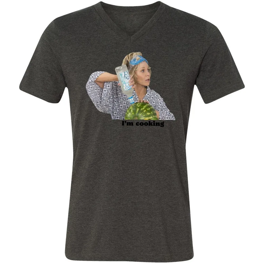 Unisex V-Neck T-Shirt - P65TWLFJ - Dark Grey Heather - 8