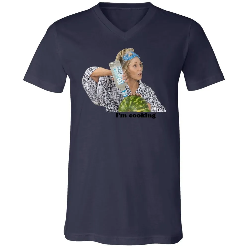 Unisex V-Neck T-Shirt - P65TWLFJ - Navy - 9