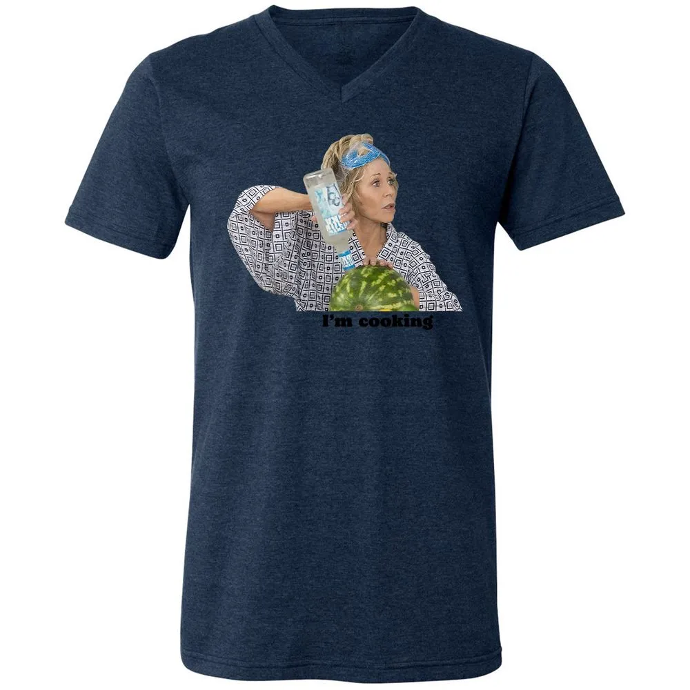 Unisex V-Neck T-Shirt - P65TWLFJ - Heather Navy - 15