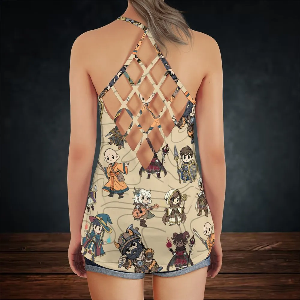 Chibi DnD Party – All Classes Criss Cross Tank Top -  - 3