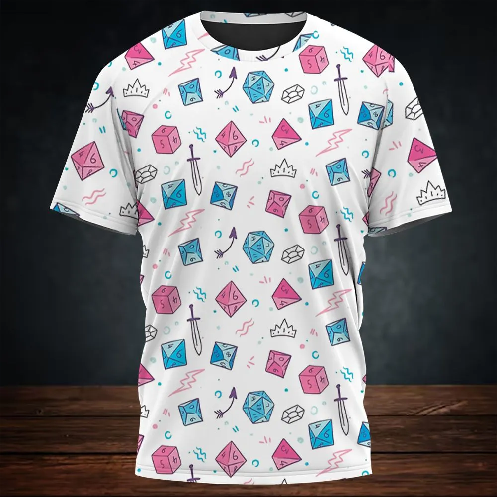 DnD Dice Pattern Cute All-Over Print Unisex T-Shirt -  - 3