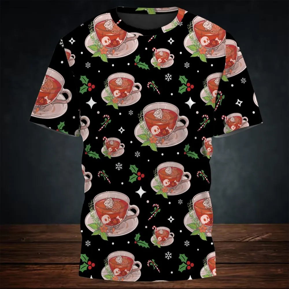 Cute DnD Christmas Tea All-Over Print Unisex T-Shirt -  - 3