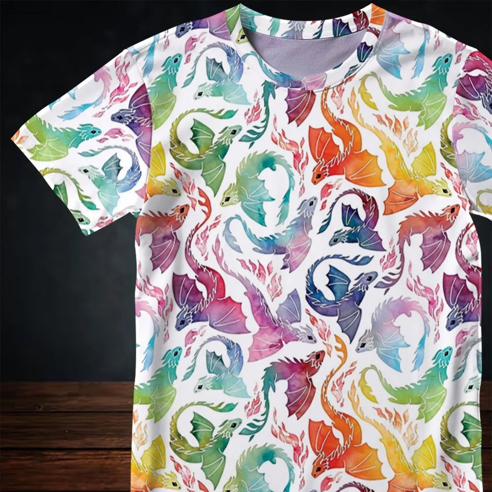 Dragon fire rainbow All-Over Print Unisex T-Shirt -  - 2