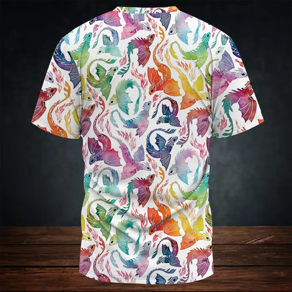 Dragon fire rainbow All-Over Print Unisex T-Shirt -  - 4