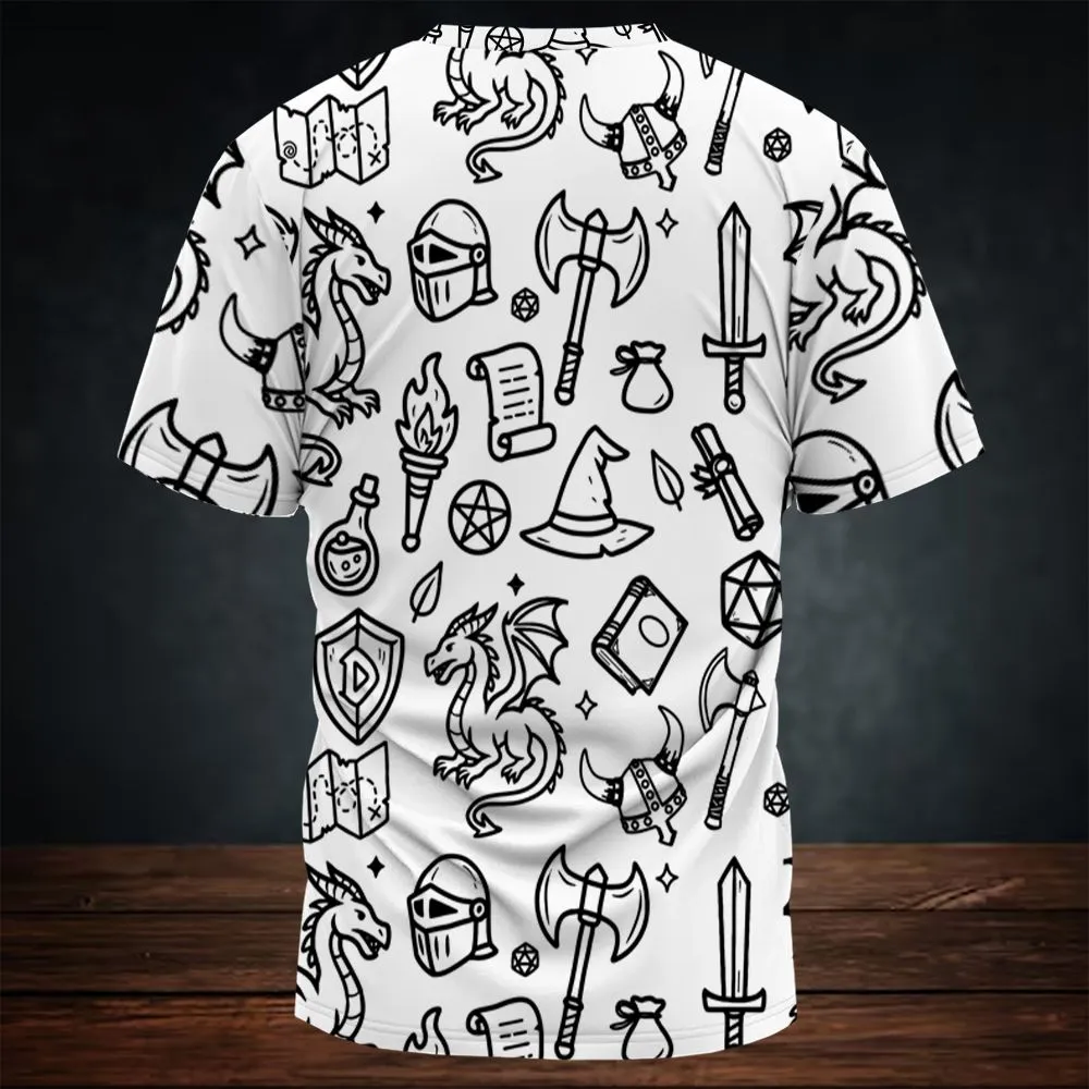 Fantasy Dragon Seamless Pattern All-Over Print Unisex T-Shirt -  - 4