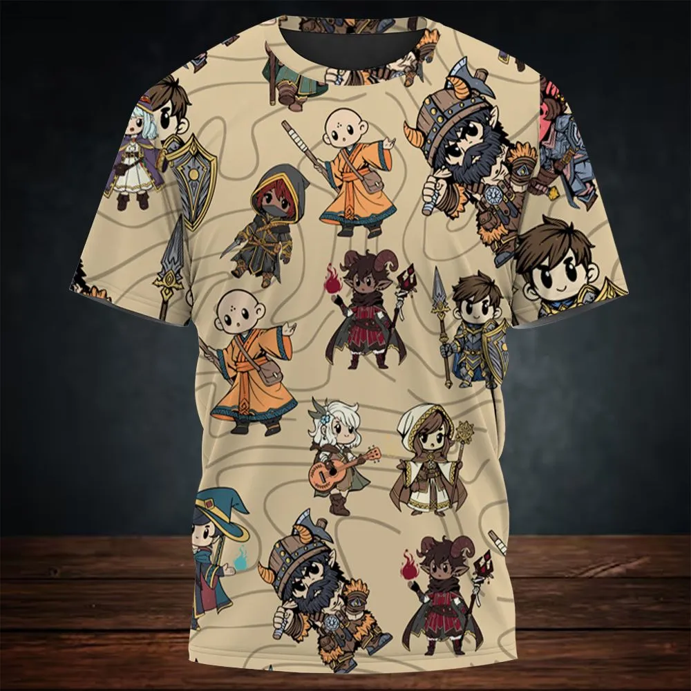 Chibi DnD Party – All Classes All-Over Print Unisex T-Shirt -  - 3