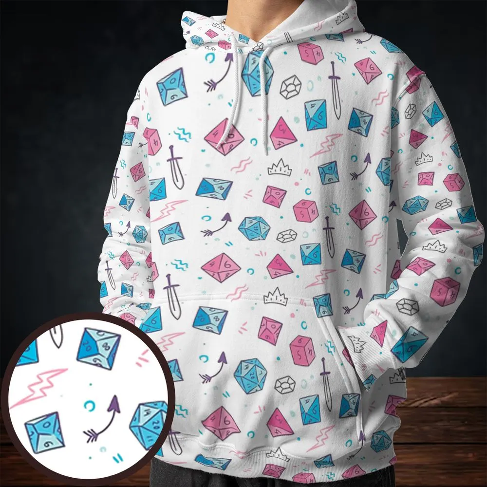 DnD Dice Pattern Cute All-over Print Hoodie -  - 1