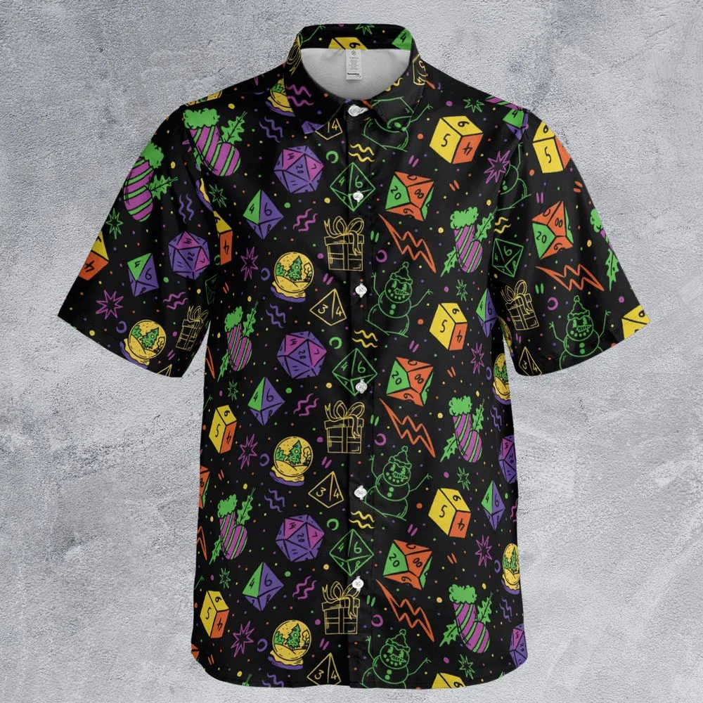 Christmas Role Playing Dice Button Down Shirt -  - 2