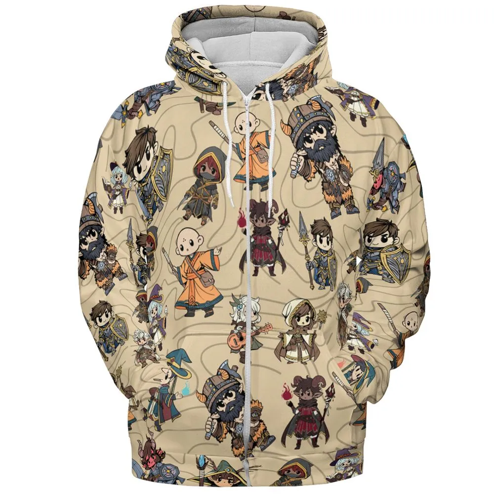 Chibi DnD Party – All Classes All-over Print Hoodie -  - 3