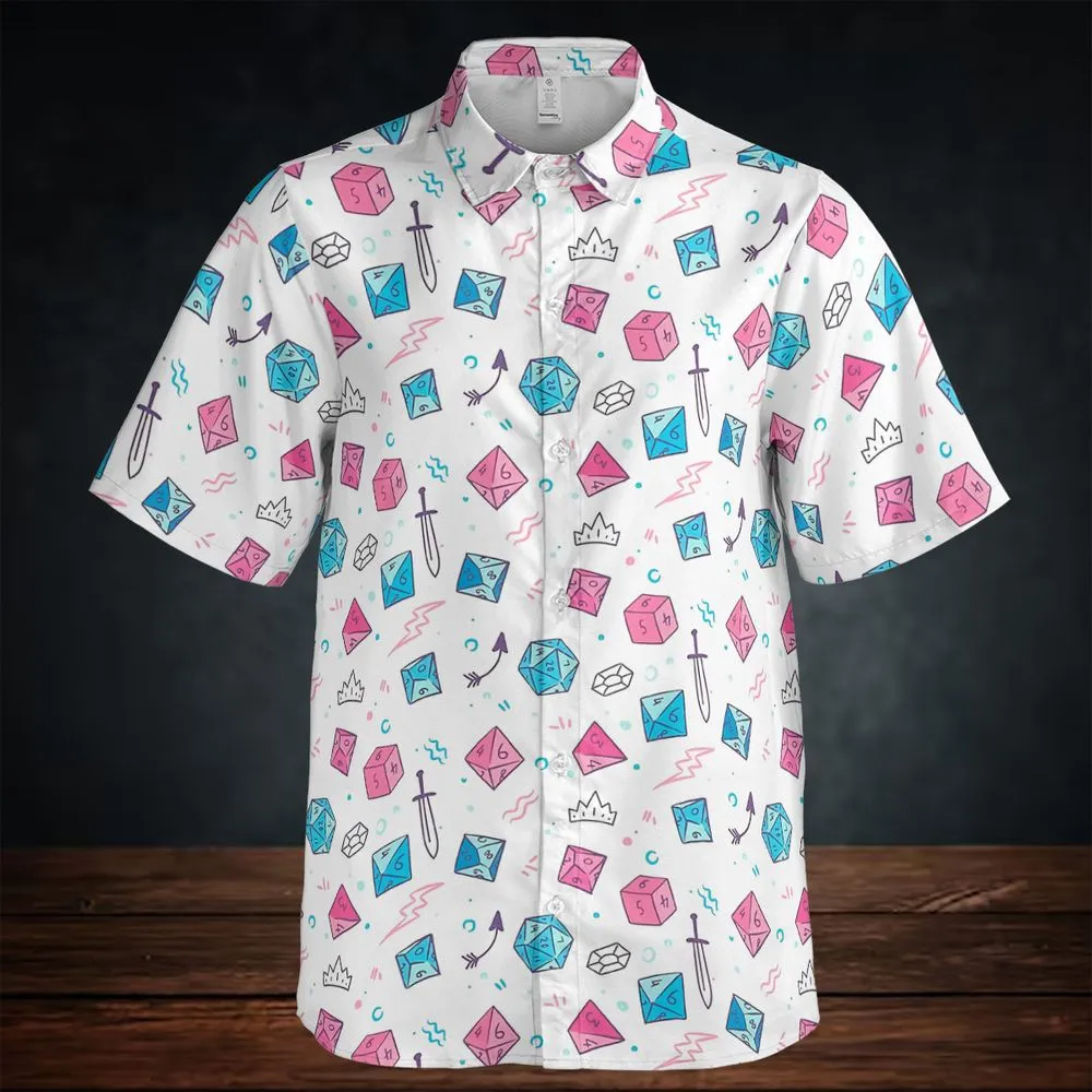 DnD Dice Pattern Cute Button Down Shirt -  - 2