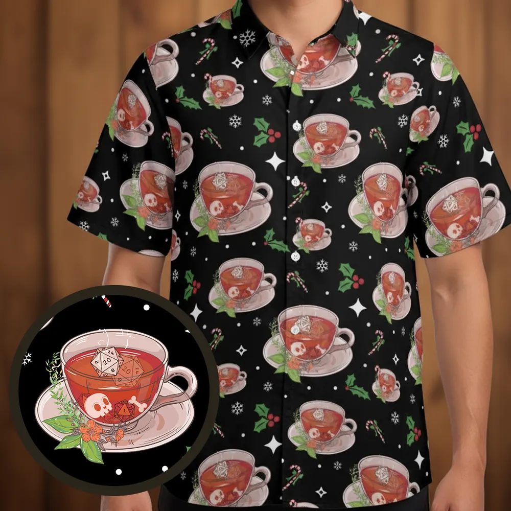 Cute DnD Christmas Tea Button Down Shirt - 1