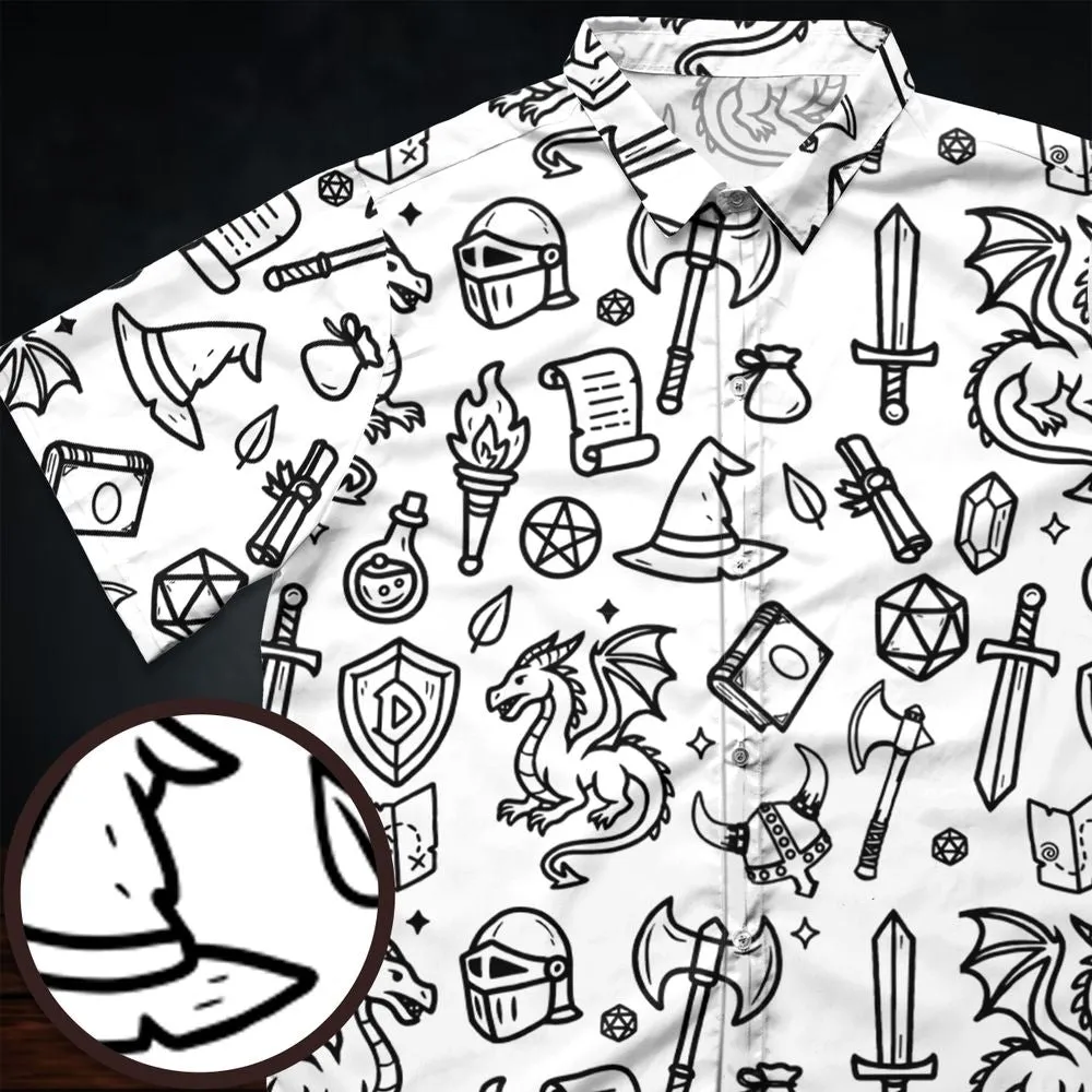 Fantasy Dragon Seamless Pattern Button Down Shirt -  - 1