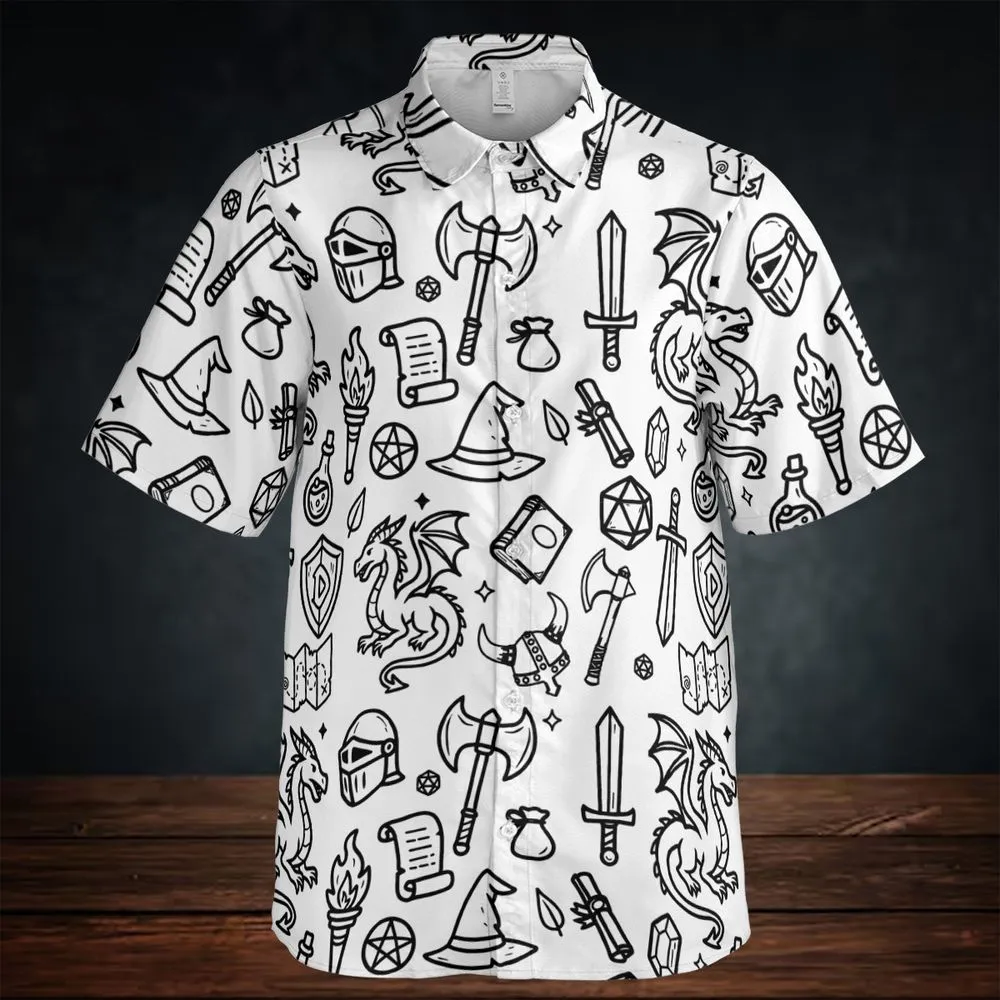 Fantasy Dragon Seamless Pattern Button Down Shirt -  - 2