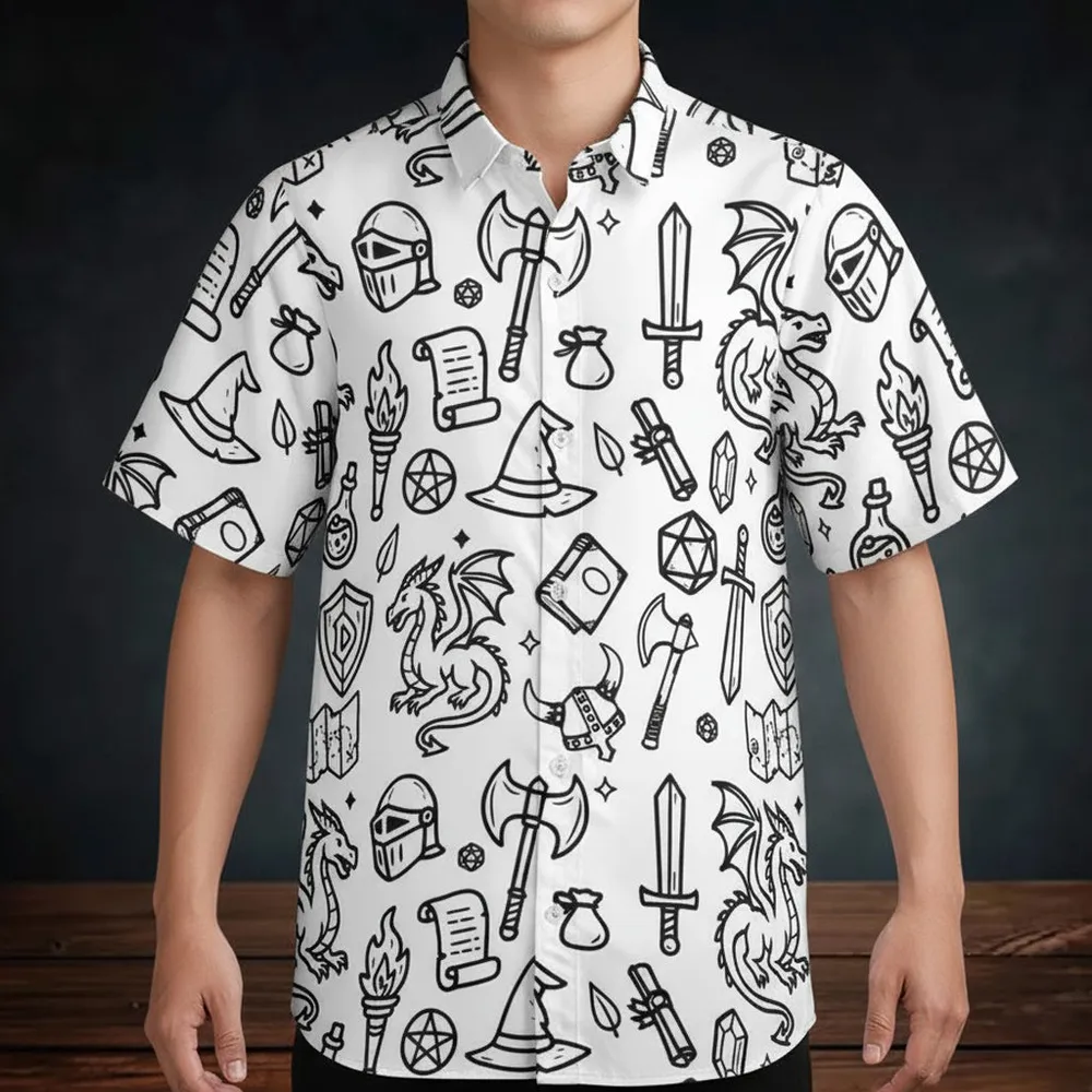 Fantasy Dragon Seamless Pattern Button Down Shirt - 1