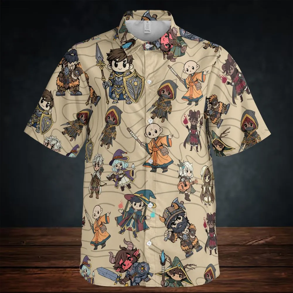 Chibi DnD Party – All Classes Button Down Shirt -  - 2