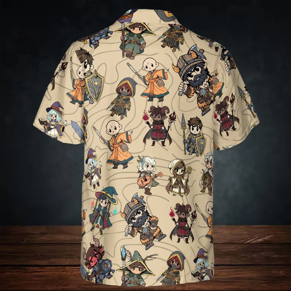 Chibi DnD Party – All Classes Button Down Shirt -  - 3