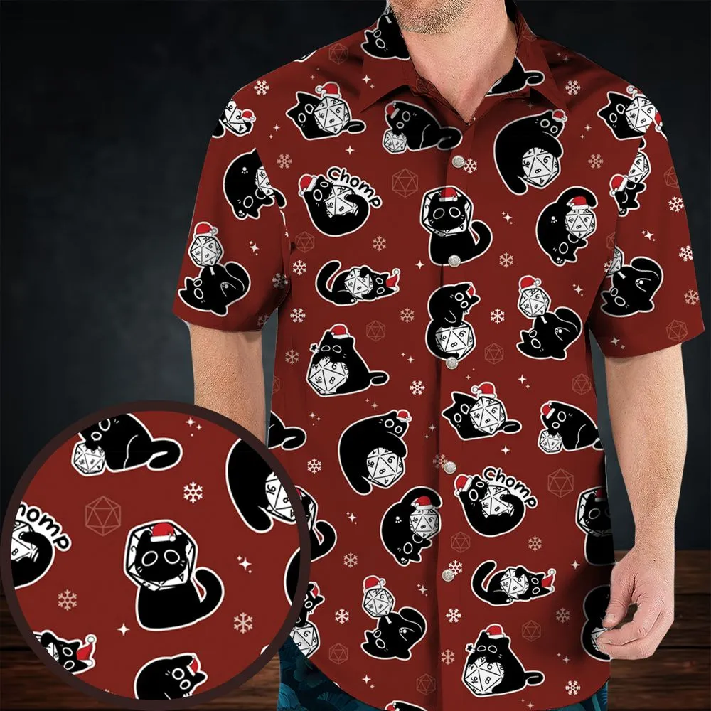 Christmas Black Cat Dice Hawaiian Shirt -  - 1
