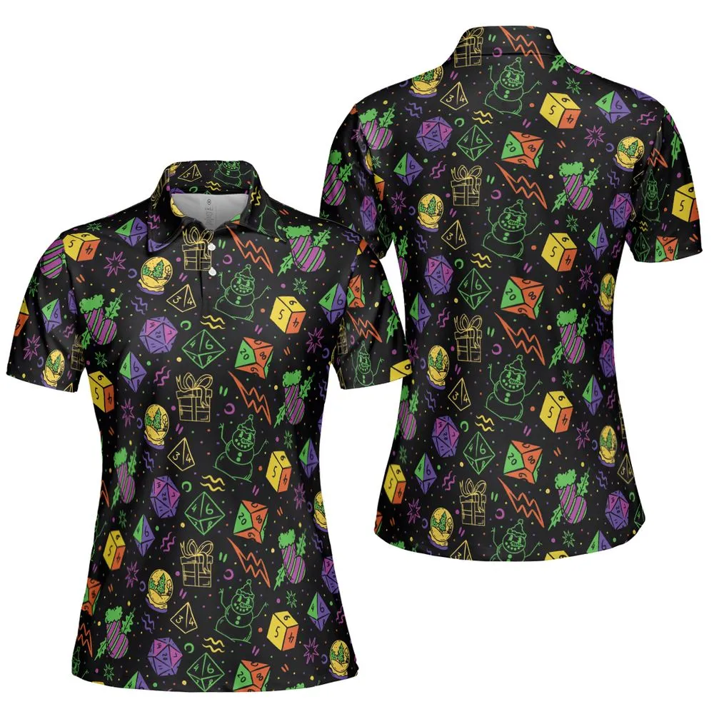 Christmas Role Playing Dice AOP Men/Women Polo Shirt -  - 5