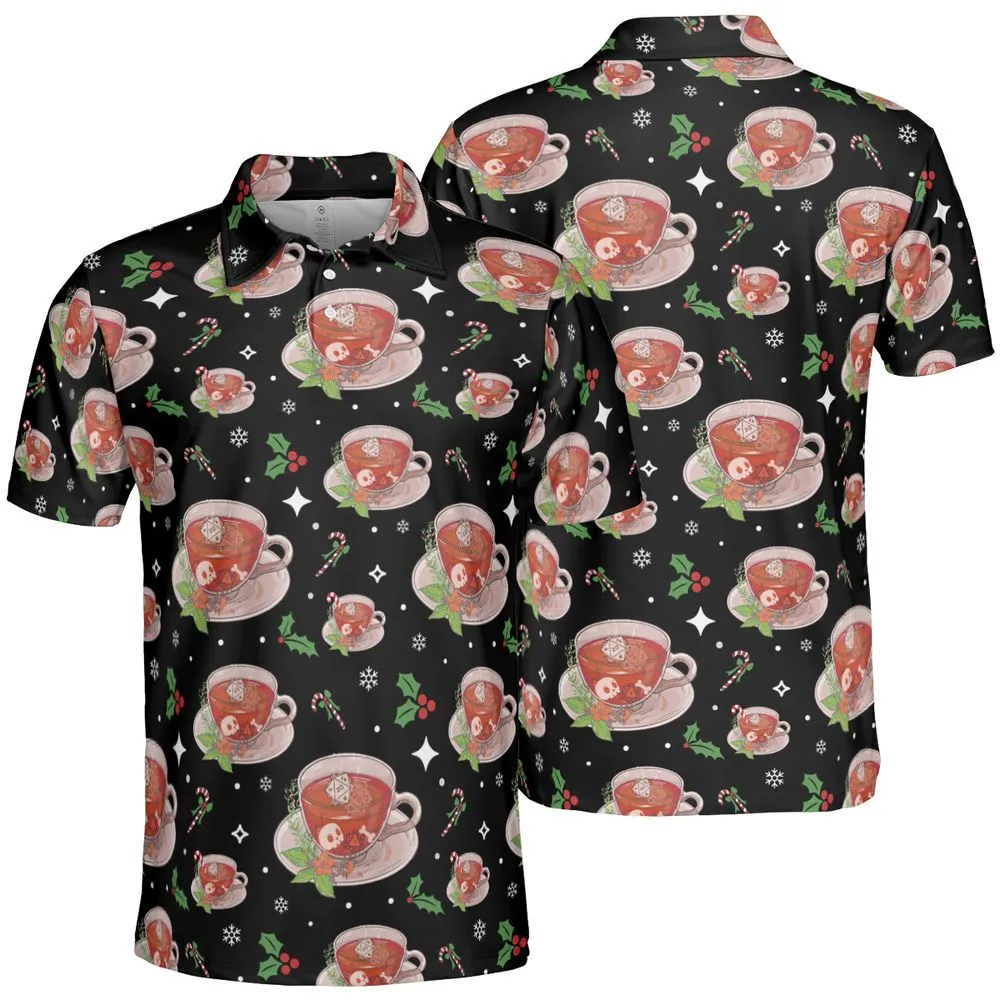 Cute DnD Christmas Tea AOP Men/Women Polo Shirt -  - 2