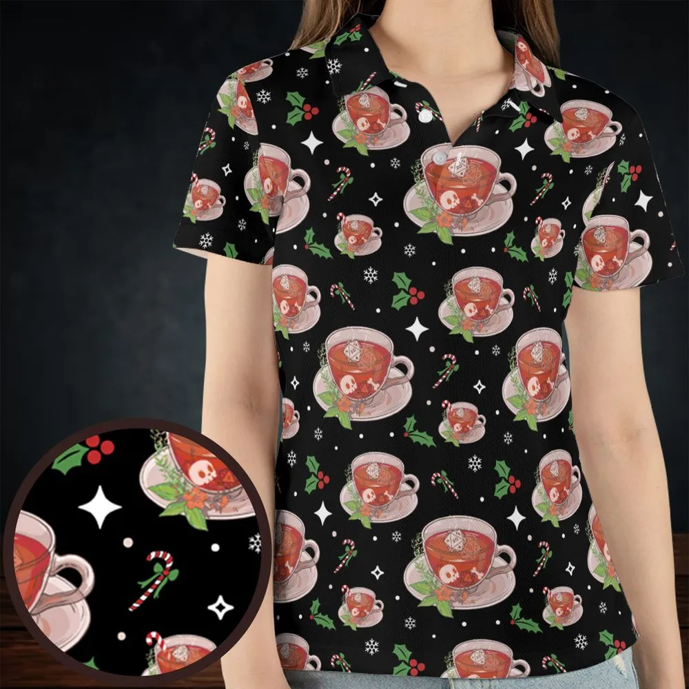 Cute DnD Christmas Tea AOP Men/Women Polo Shirt -  - 4