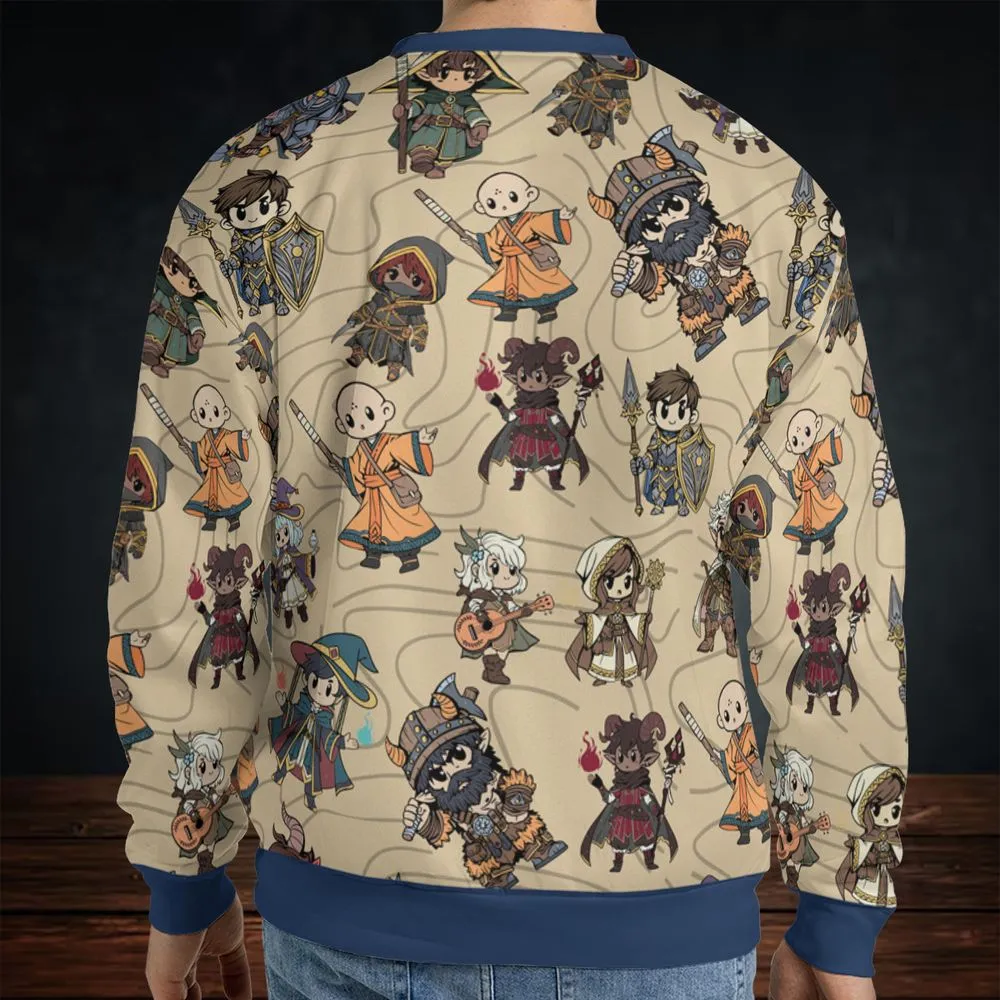 Chibi DnD Party – All Classes All-over Print Sweatshirt -  - 2