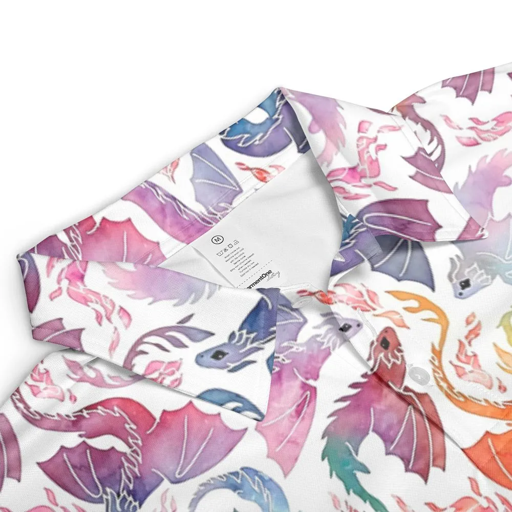 Dragon fire rainbow AOP Men/Women Polo Shirt -  - 3