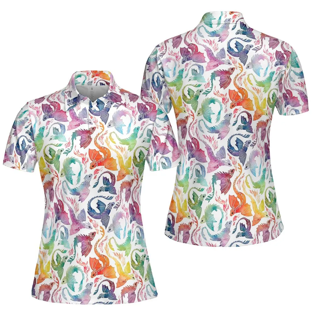Dragon fire rainbow AOP Men/Women Polo Shirt -  - 5