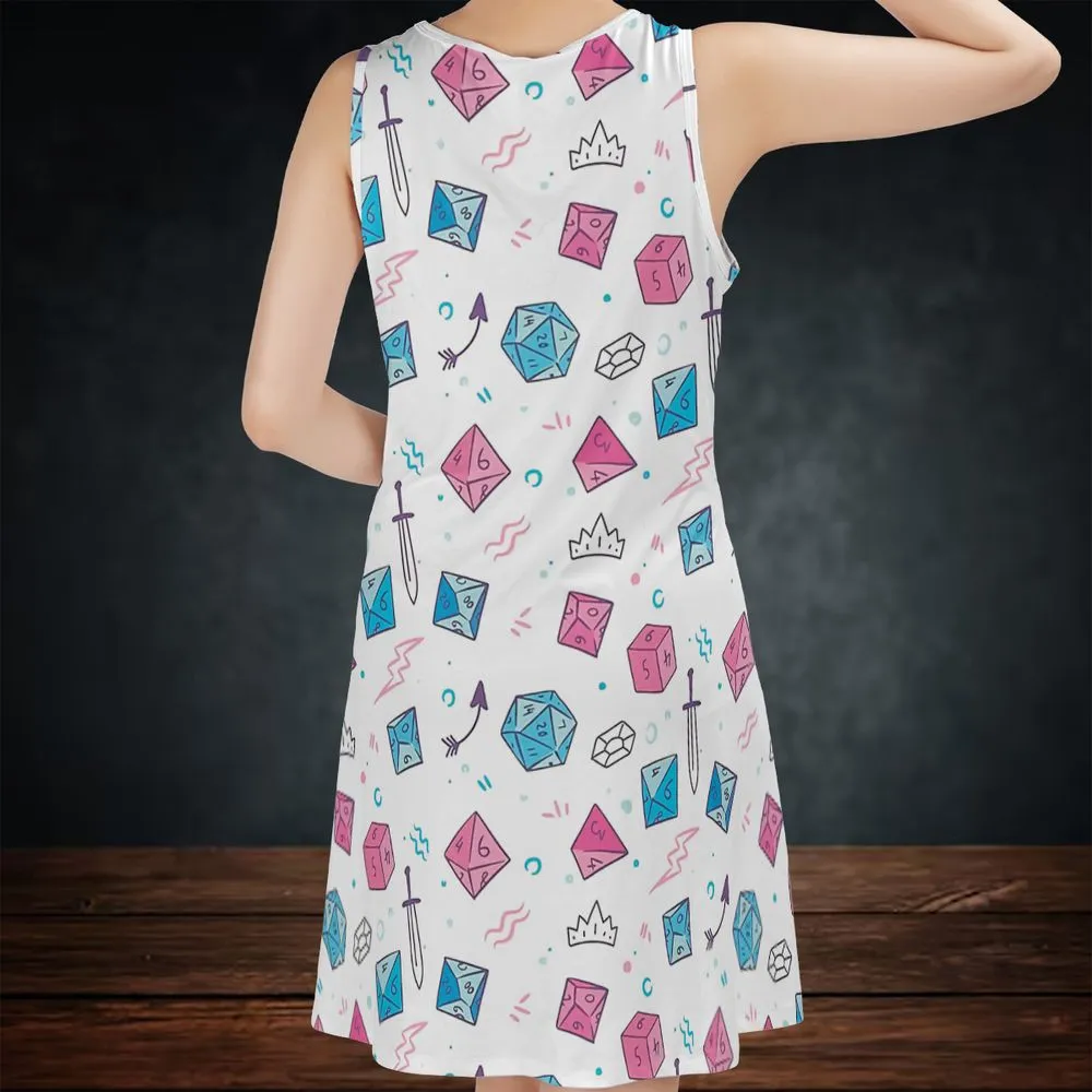 DnD Dice Pattern Cute Sleeveless Dress -  - 2