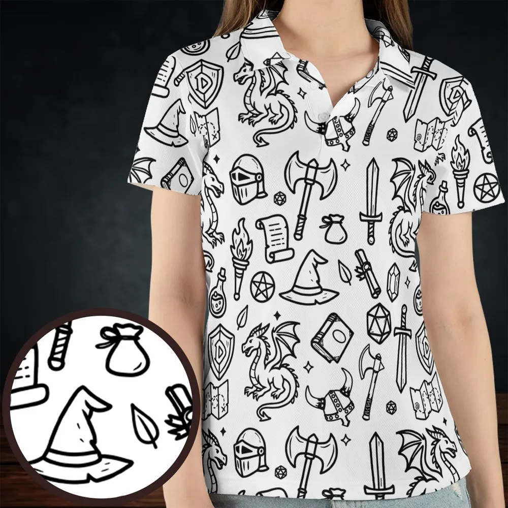 Fantasy Dragon Seamless Pattern AOP Men/Women Polo Shirt -  - 4