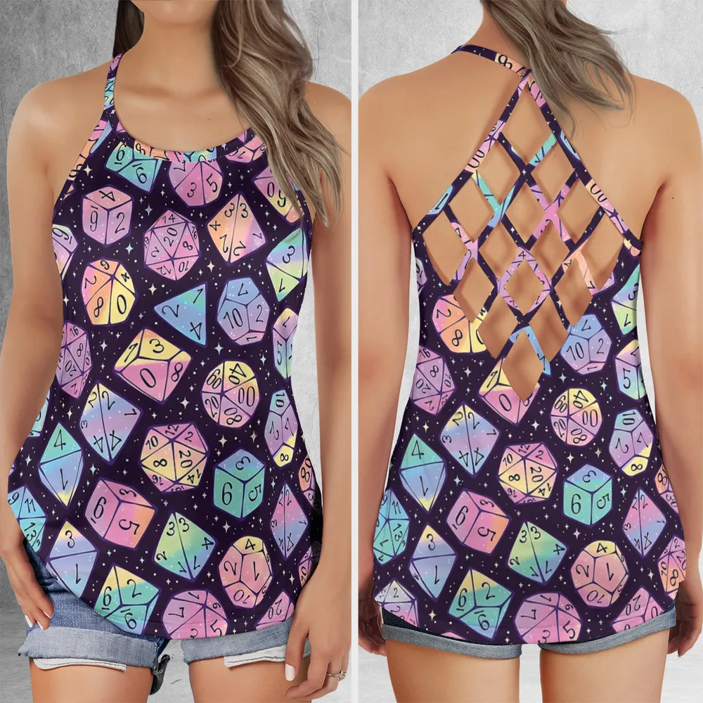 Magic Dice Dark Rainbow Criss Cross Tank Top - 1