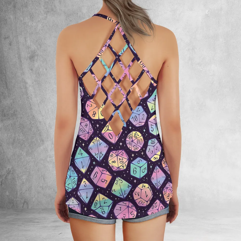 Magic Dice Dark Rainbow Criss Cross Tank Top - 3