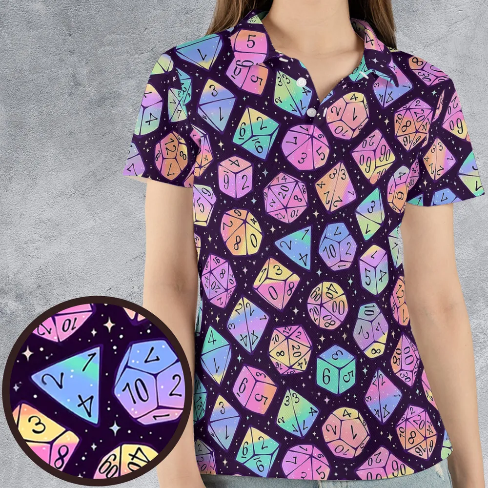 Magic Dice Dark Rainbow AOP Men/Women Polo Shirt - 4