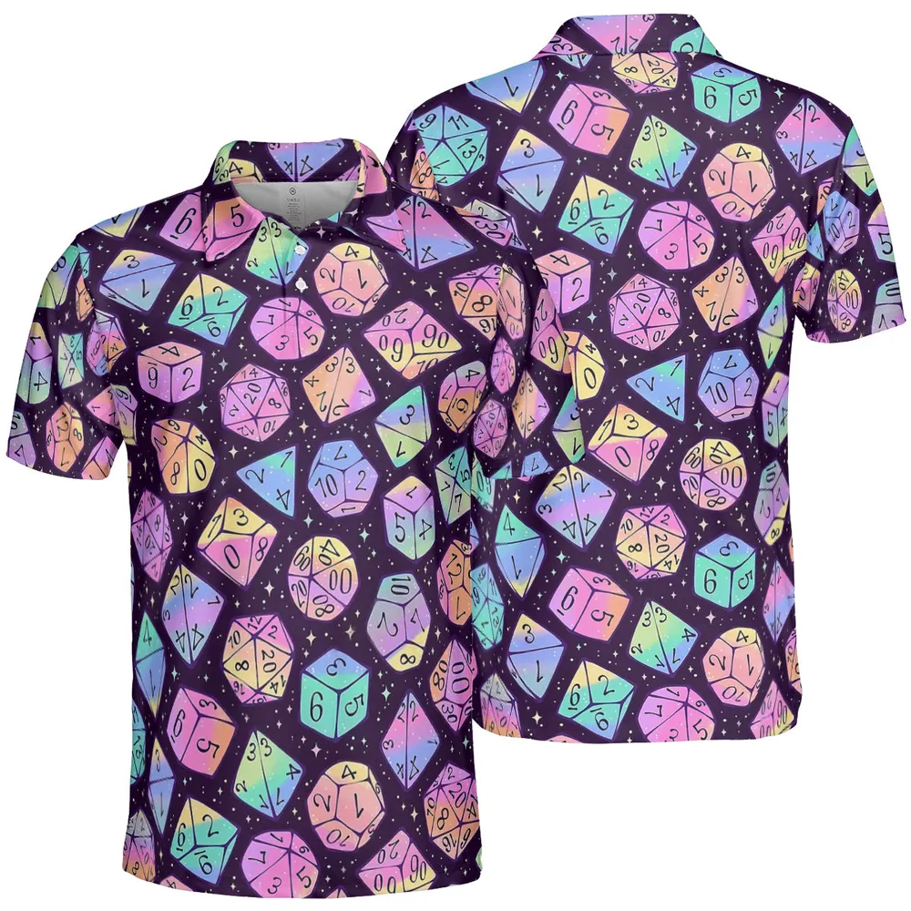 Magic Dice Dark Rainbow AOP Men/Women Polo Shirt - 2