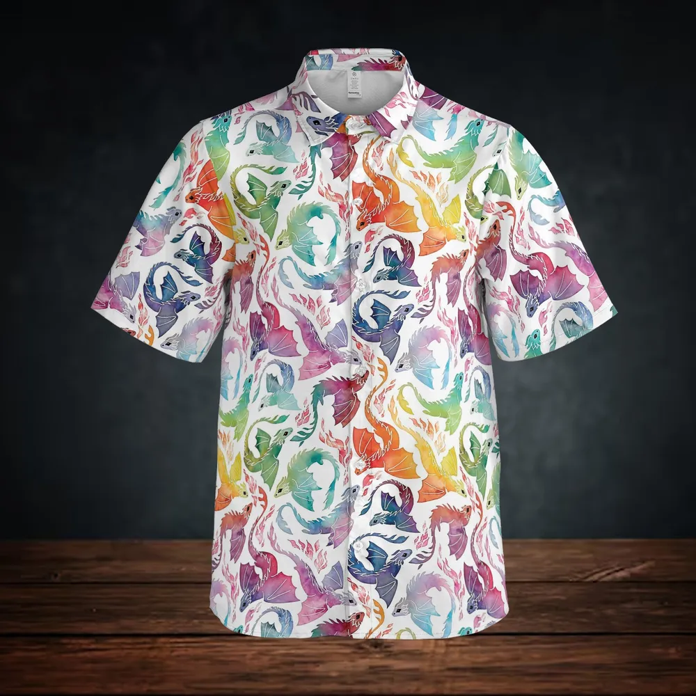 Dragon fire rainbow Button Down Shirt - 3