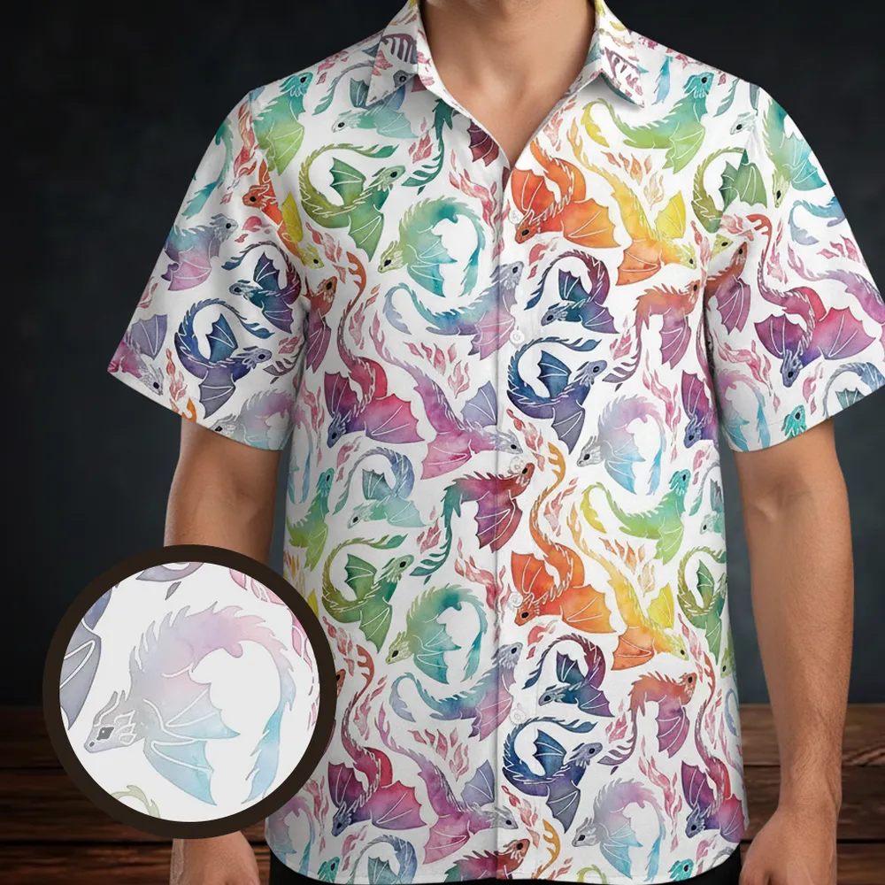 Dragon fire rainbow Button Down Shirt - 1