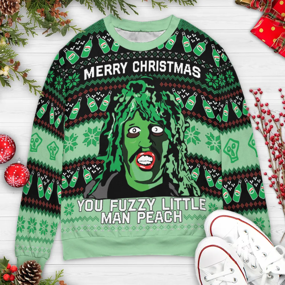 You Fuzzy Little Man Peach Ugly Christmas Sweatshirt - 3