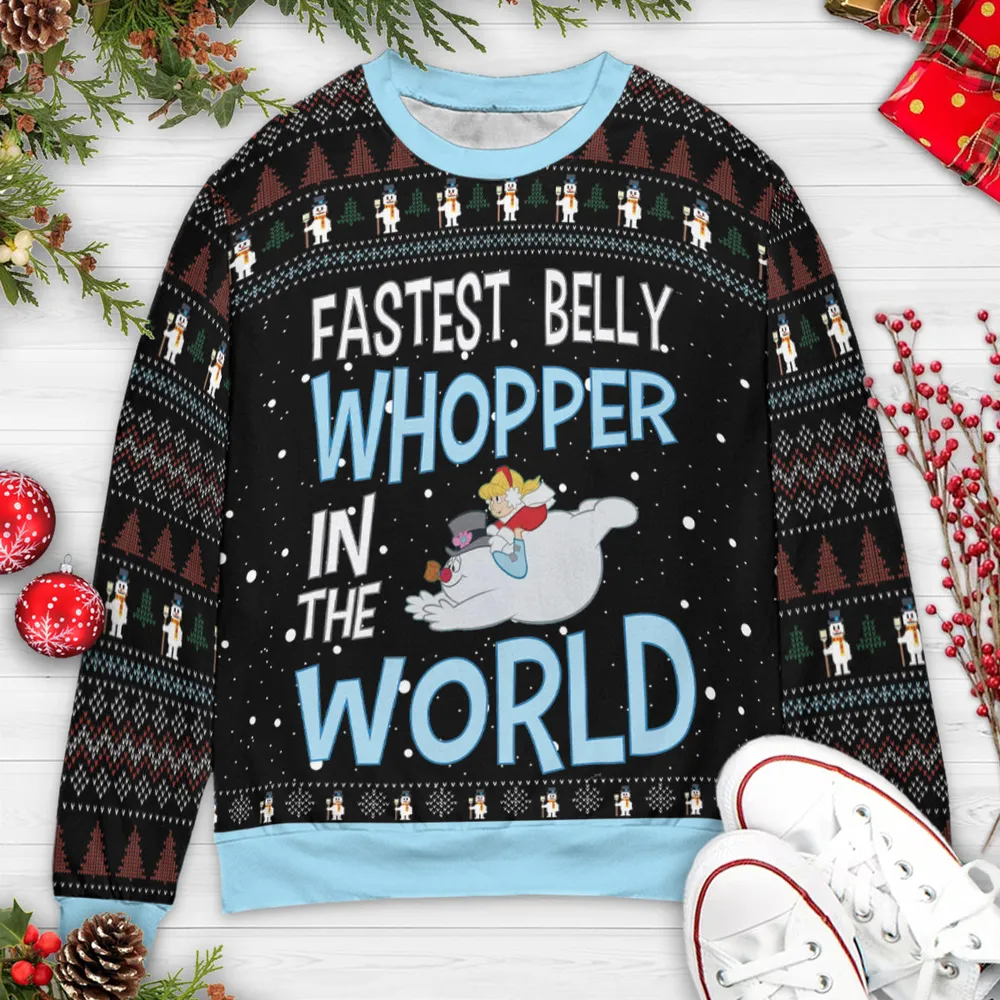 Fastest Belly Whopper Ugly Christmas Sweatshirt - 3