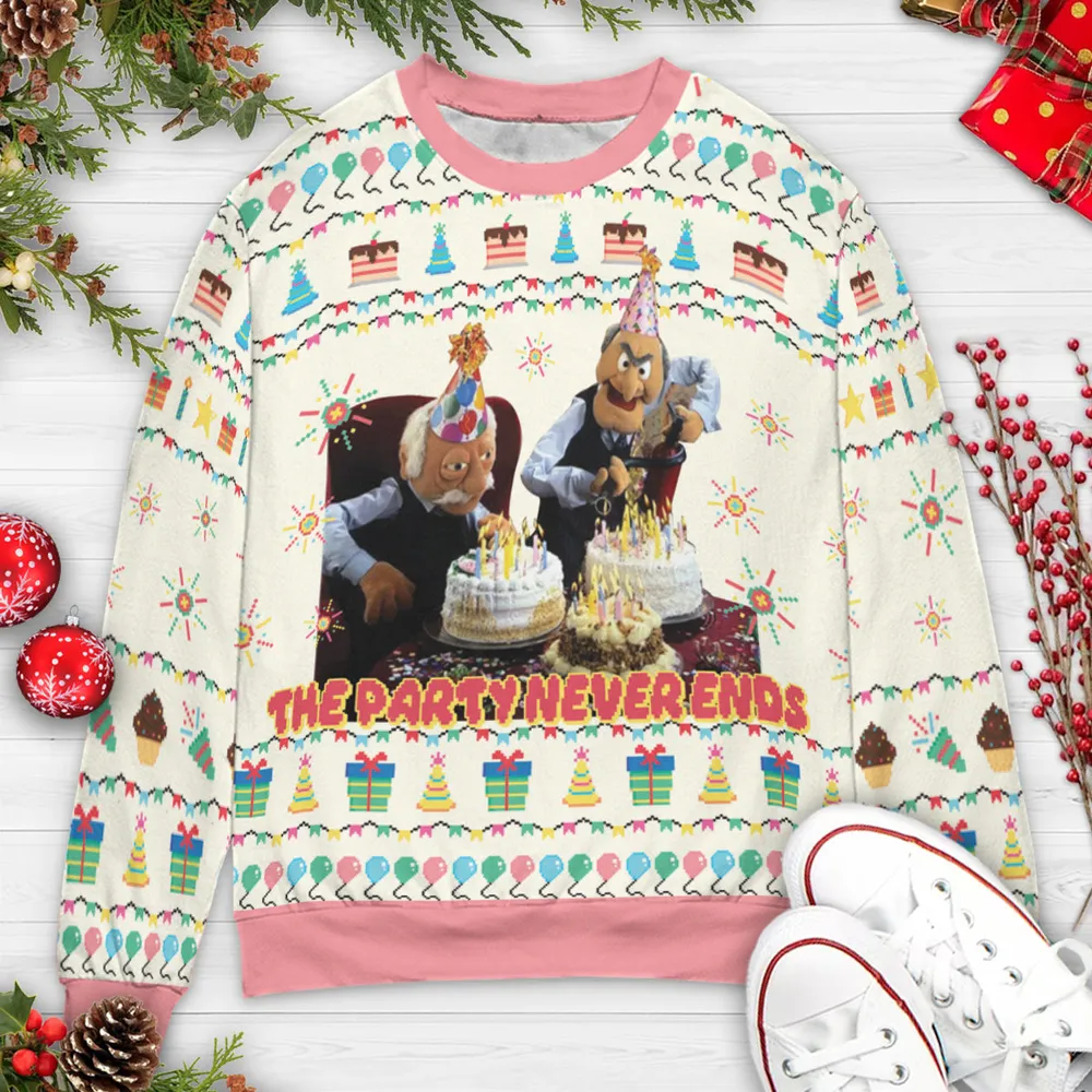 The Party Never Ends Ugly Christmas Sweatshirt - 3