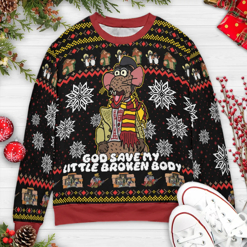 God Save My Little Broken Body The Muppet Christmas Carol Ugly Christmas Sweatshirt - 3