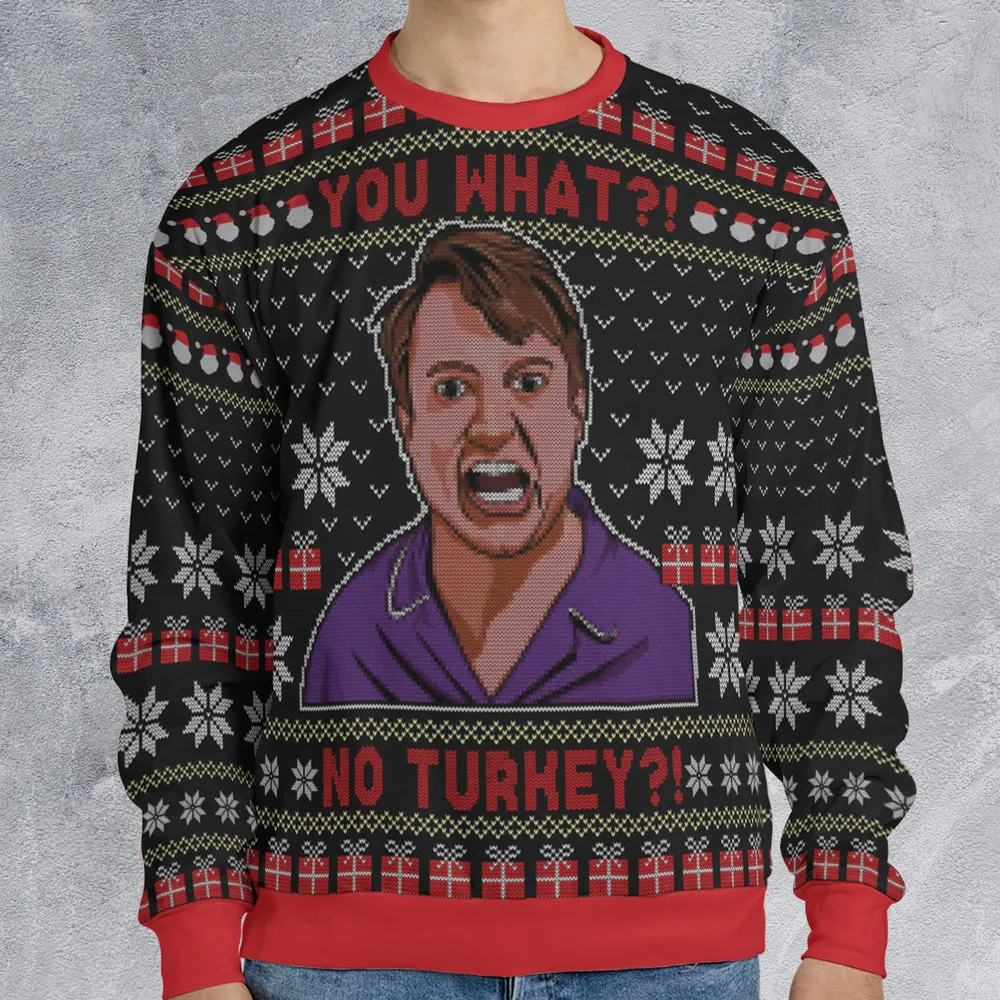 No Turkey Peep Show Ugly Christmas Sweatshirt - 1
