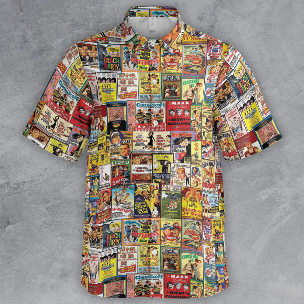 Vintage Comedy Film Posters Button Down Shirt - 3