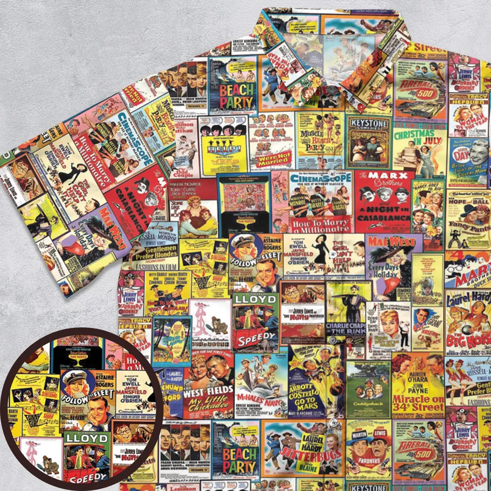 Vintage Comedy Film Posters Button Down Shirt - 2