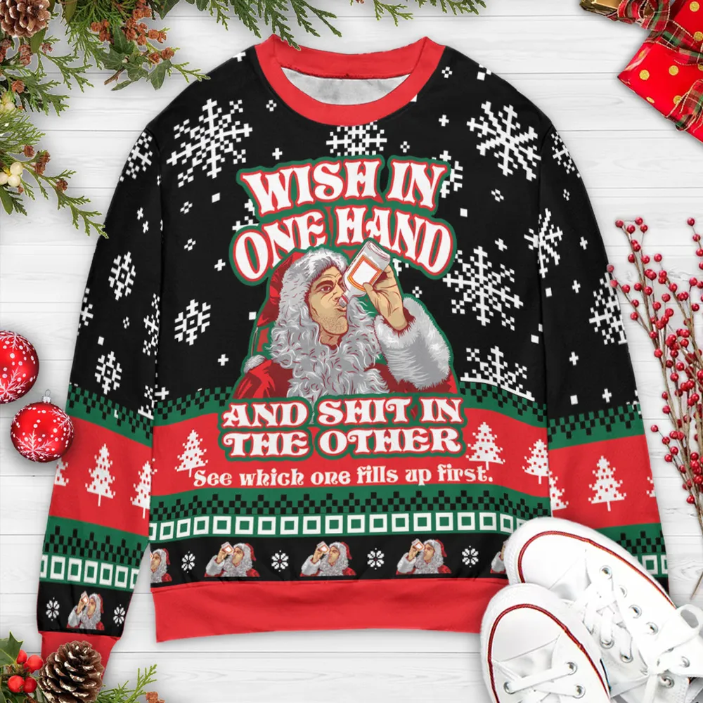 Wish In One Hand Ugly Christmas Sweatshirt - 3