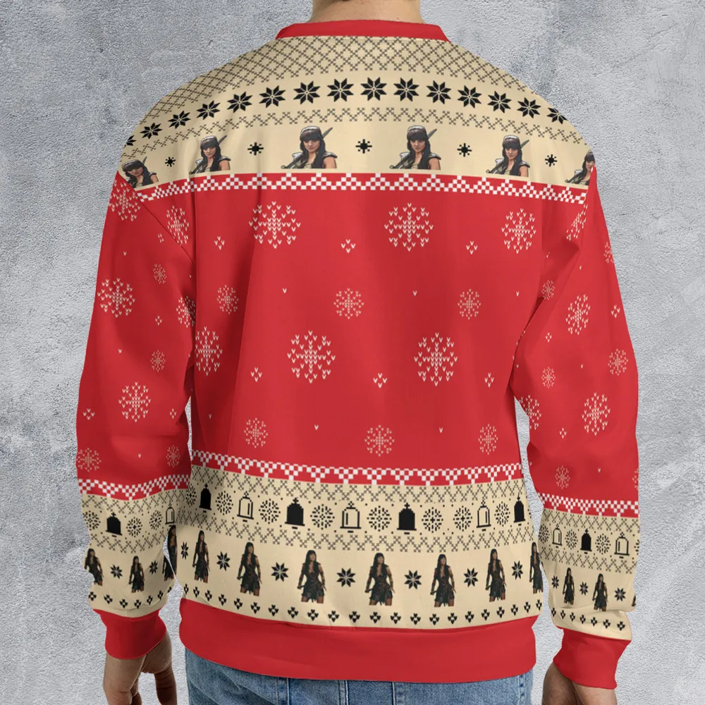 Sleigh Them All Xena Ugly Christmas Sweatshirt - 2