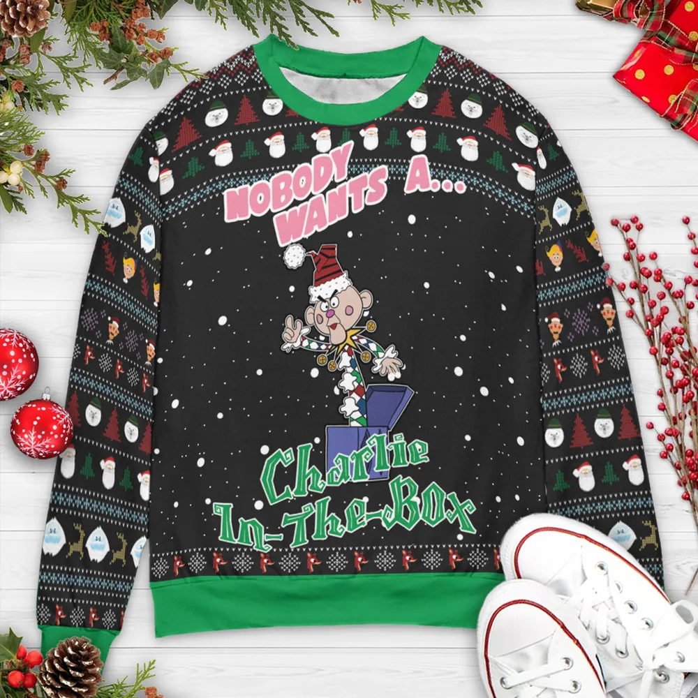 Nobody Wants A Charlie in The Box Ugly Christmas Sweatshirt - 3