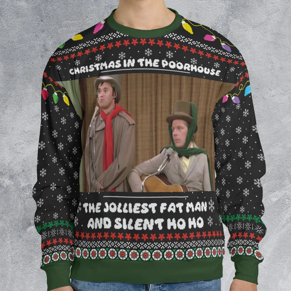 The Jolliest Fat Man and Silent Ho Ho Ugly Christmas Sweatshirt - 1